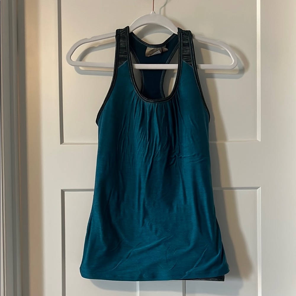 Athleta Teal Fitted Ruched Tank Top